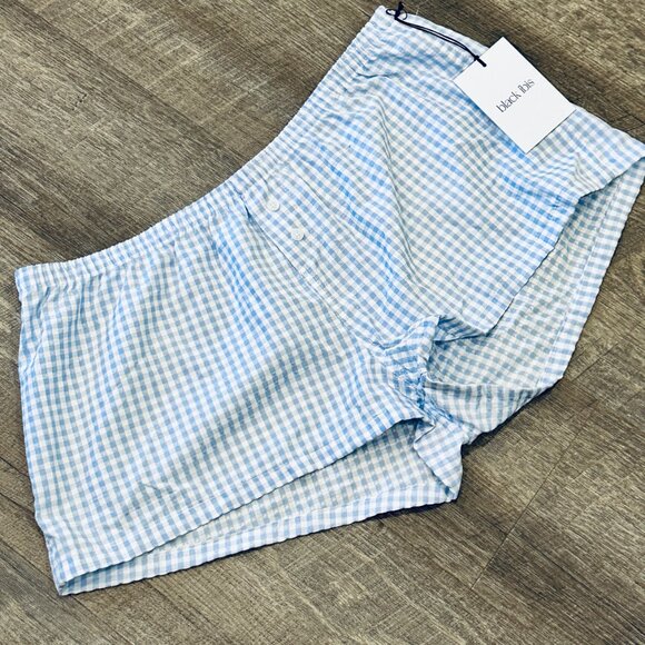 NWT Black Ibis Womens Sz XL Boxer Lounge Sleep Shorts Blue Gingham Plaid Comfort - Picture 7 of 10